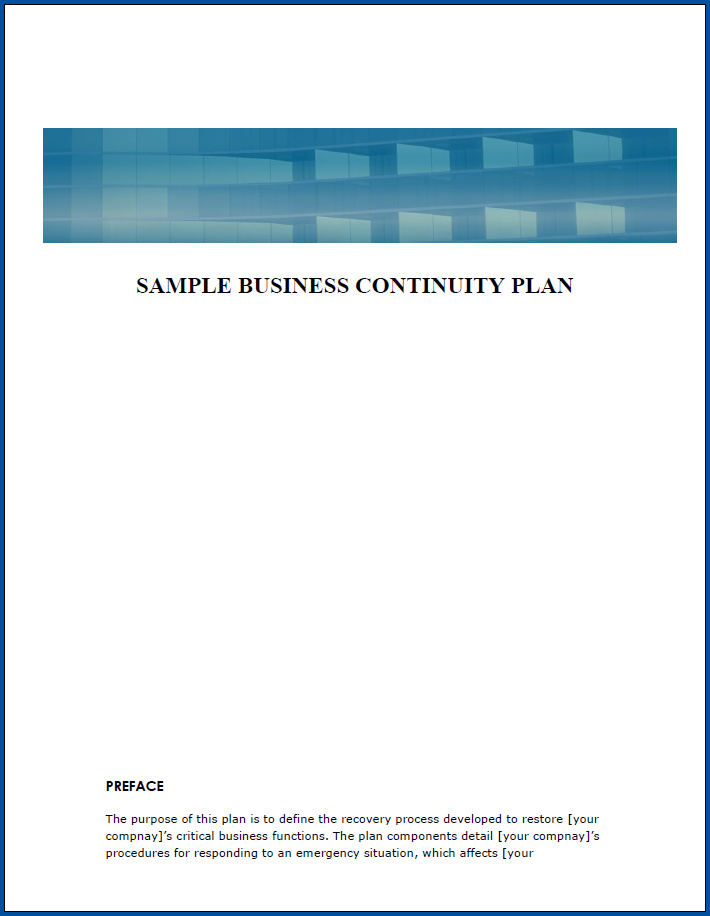 Free Printable Business Continuity Plan Checklist Template