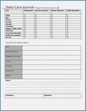 √ Free Printable Caregiver Daily Checklist Template | Checklist Templates