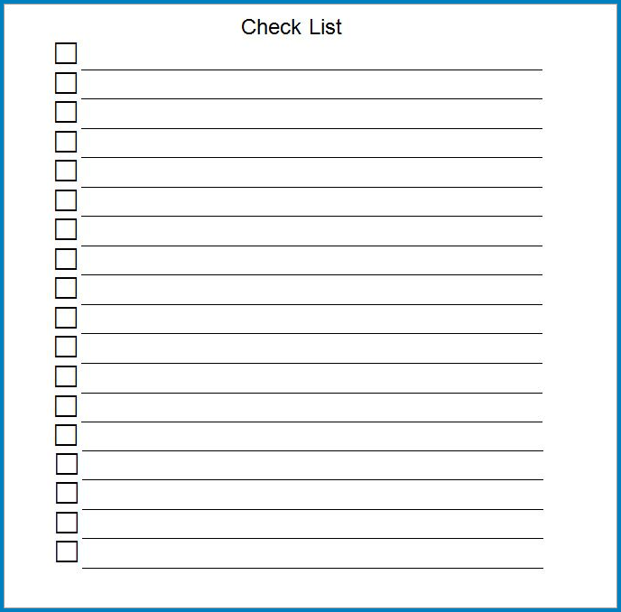 Checklist Template Printable Sample