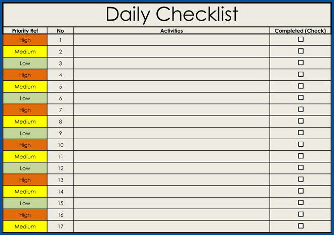 Checklist Templates Example