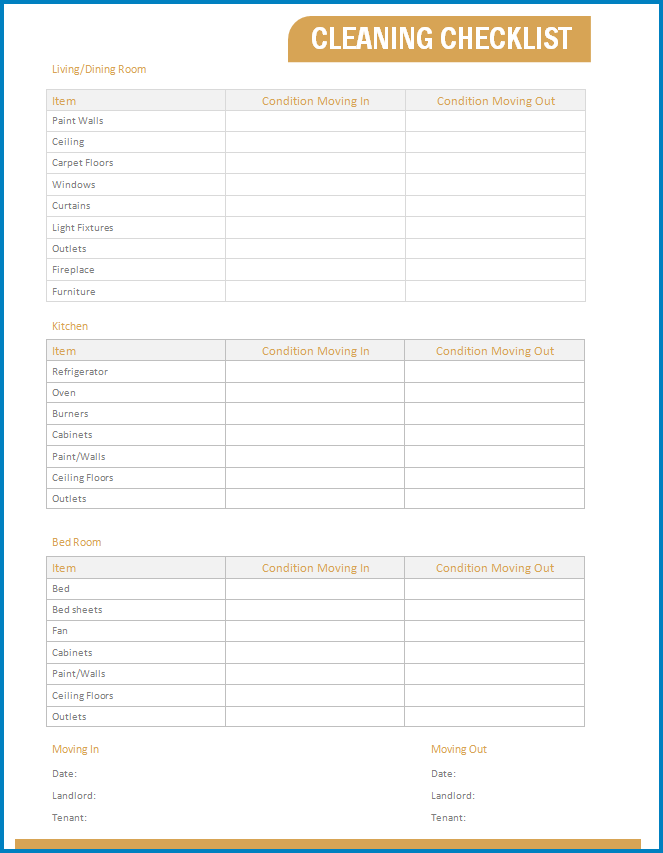 Free Printable Cleaner Checklist Template