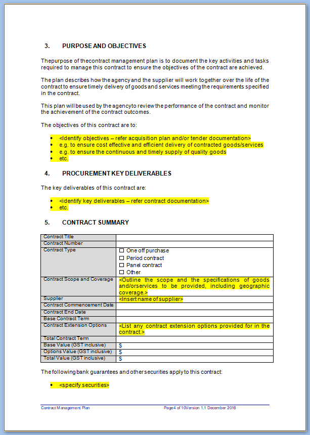 Free Printable Contract Management Checklist Template