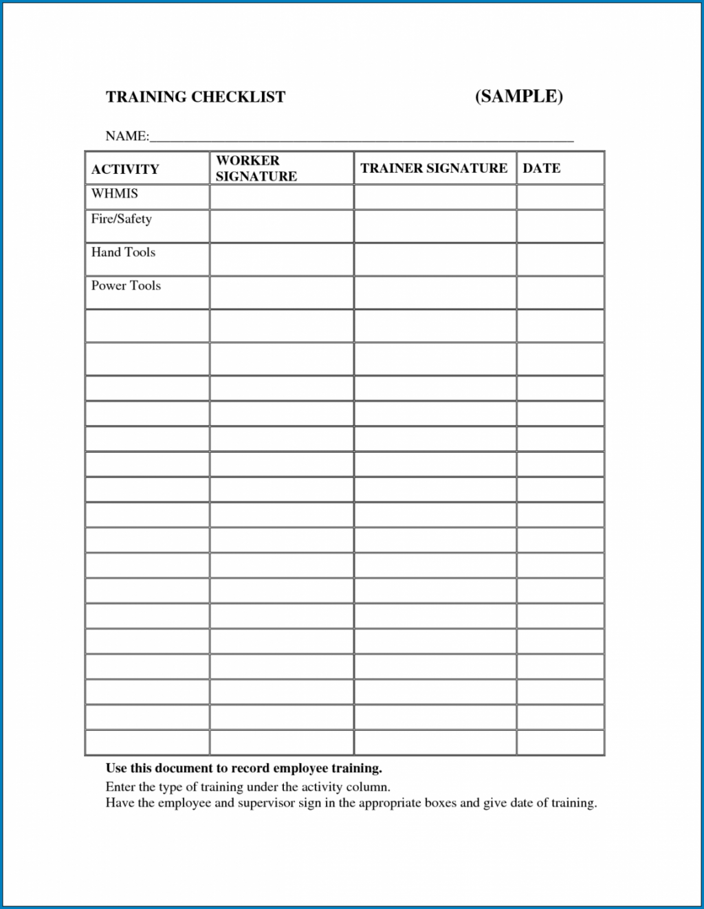 √ Free Printable Employee Training Checklist Template Checklist Templates 6616