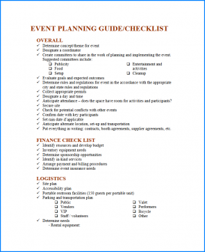 √ Free Printable Event Planning Guide Checklist Template | Checklist ...