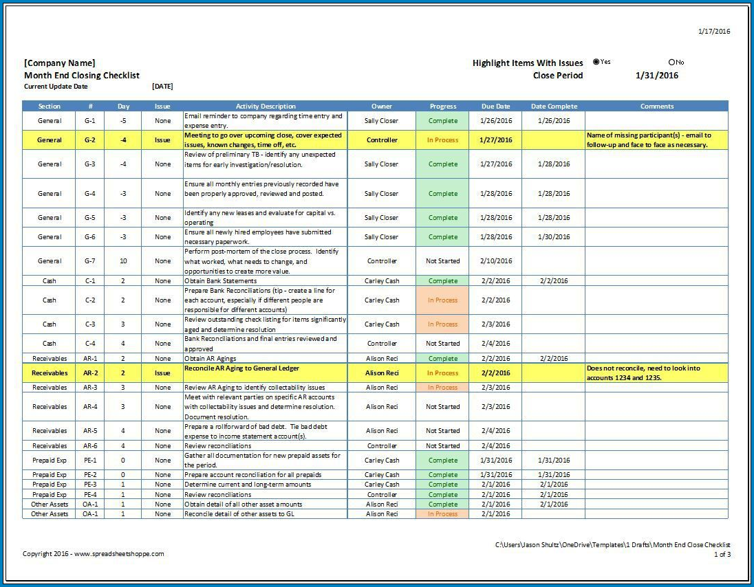 Example of Accounts Payable Checklist Template