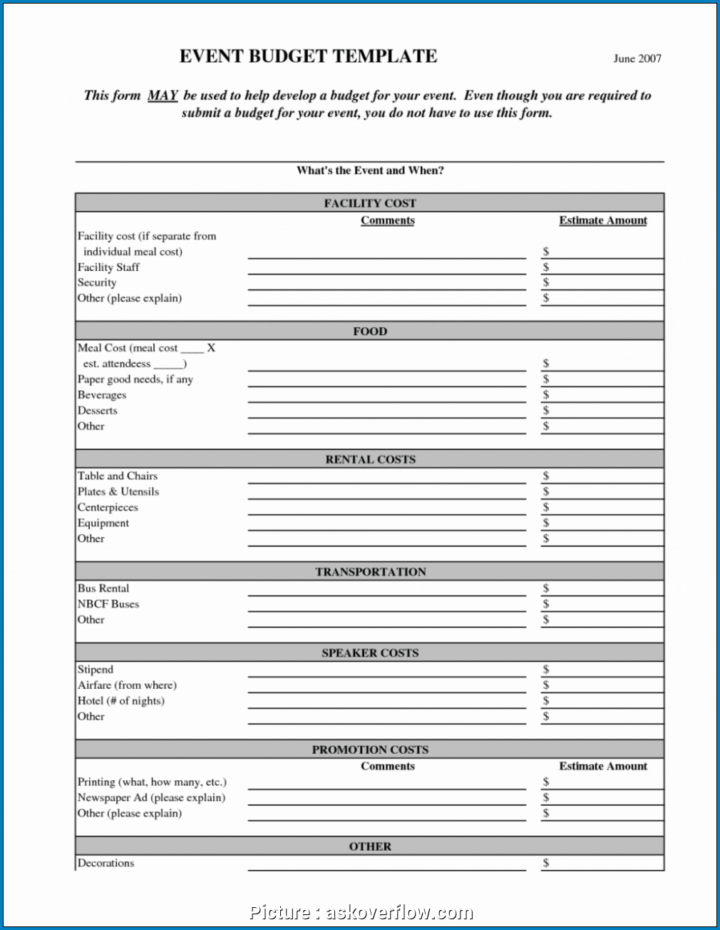 Example of Corporate Event Planning Checklist Template