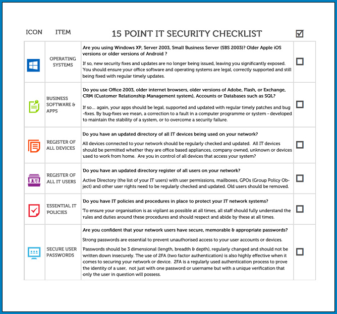 Example of IT Security Checklist Template