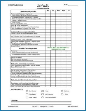 √ Free Printable Medical Office Cleaning Checklist Template | Checklist ...