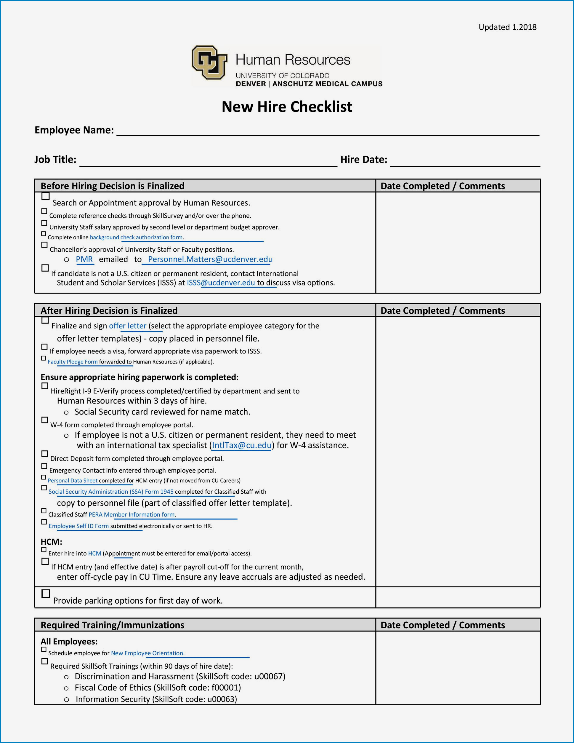 Example of Onboarding Checklist Template Excel