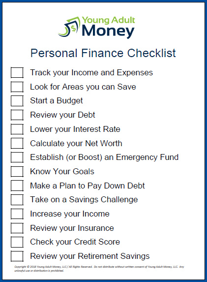 Example of Personal Finance Checklist Template