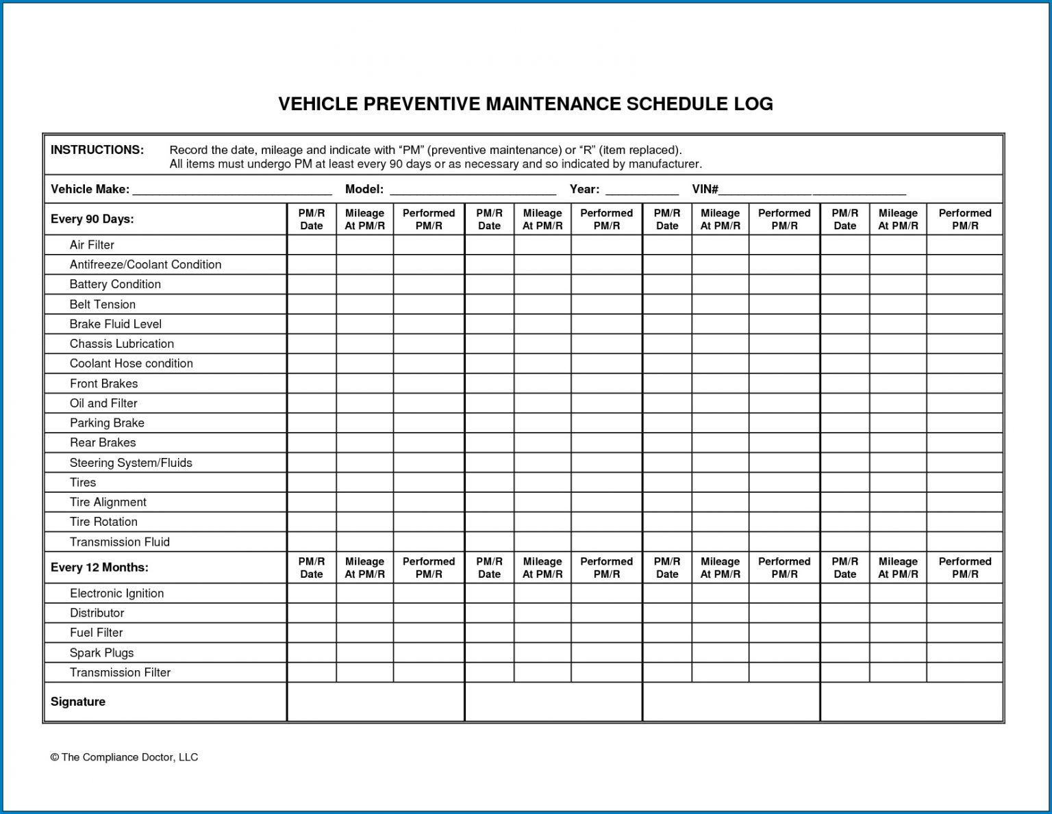  Free Printable Preventative Maintenance Checklist Template 