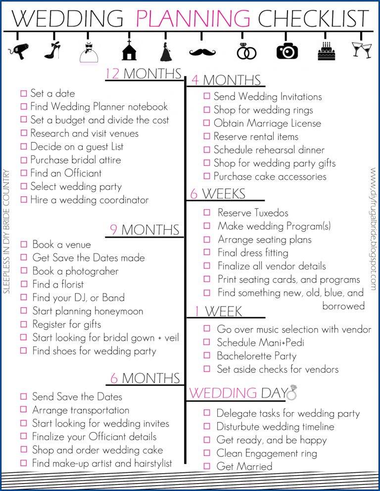 √ Free Printable Wedding Checklist Template | Checklist Templates