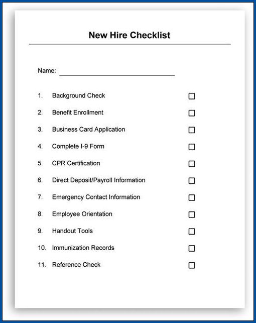 Hiring Checklist Template Example