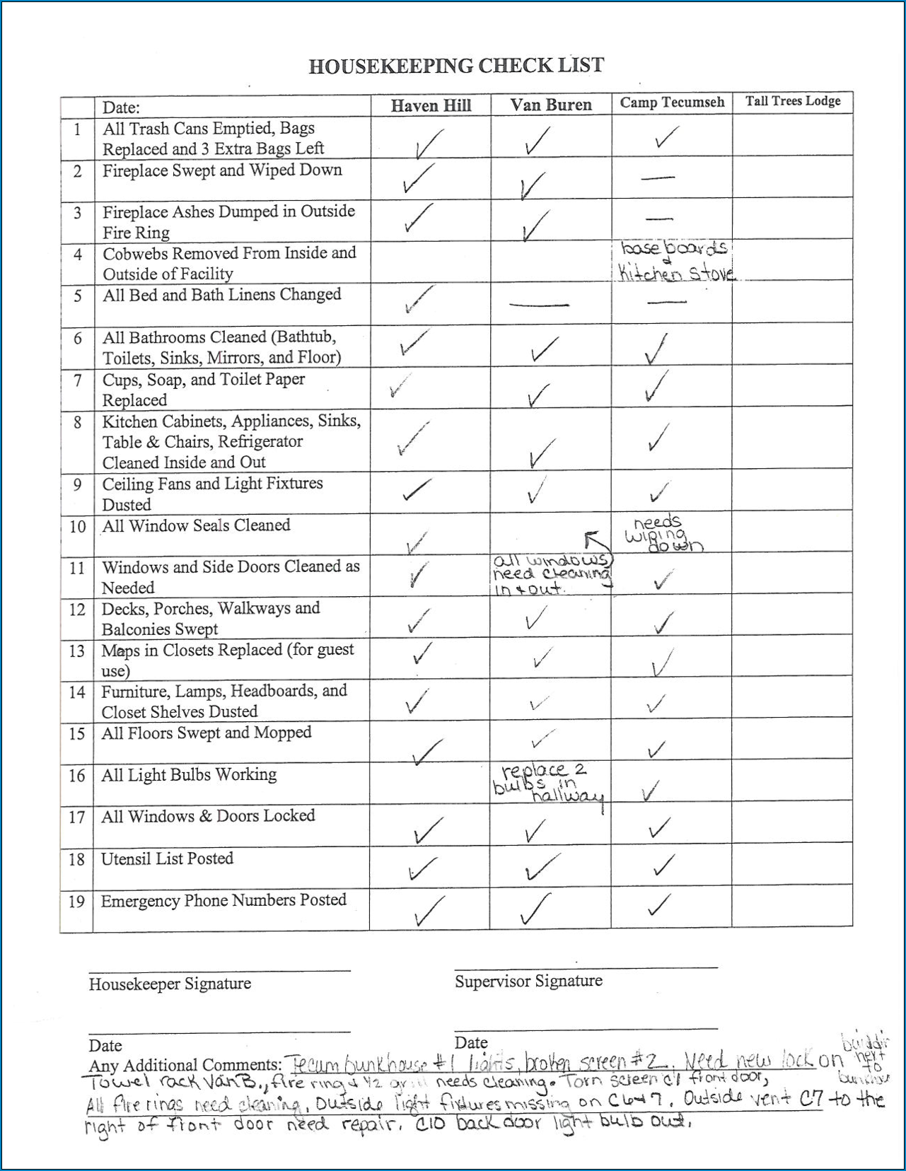  Free Printable Housekeeping Checklist Template Checklist Templates