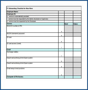 √ Free Printable IT Onboarding Checklist Template | Checklist Templates