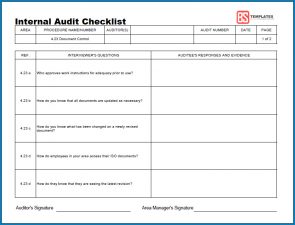 √ Free Printable Internal Audit Checklist Template | Checklist Templates