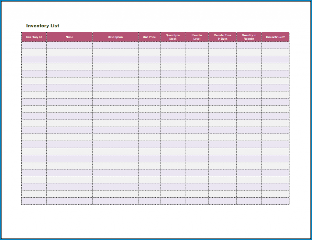 √ Free Printable Inventory Checklist Template 