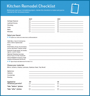 √ Free Printable Kitchen Remodel Checklist Template | Checklist Templates