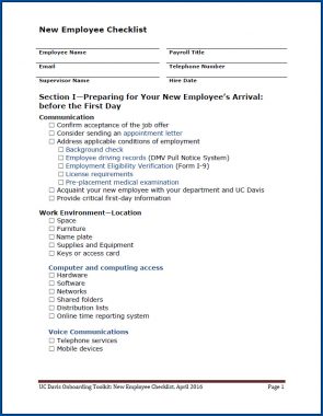 √ Free Printable New Employee Checklist Template | Checklist Templates