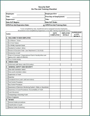 √ Free Printable New Employee Training Checklist Template | Checklist ...