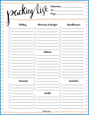 √ Packing Checklist Template to Help you Manage your Holiday ...