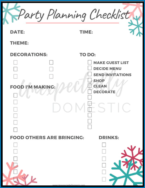 Party Planner Checklist Template Example