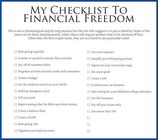 Personal Finance Checklist Template Example