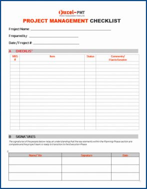 √ Free Printable Project Checklist Template 