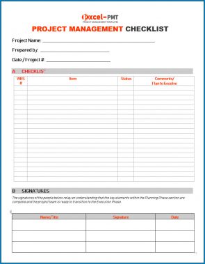 √ Free Printable Project Management Checklist Template | Checklist ...