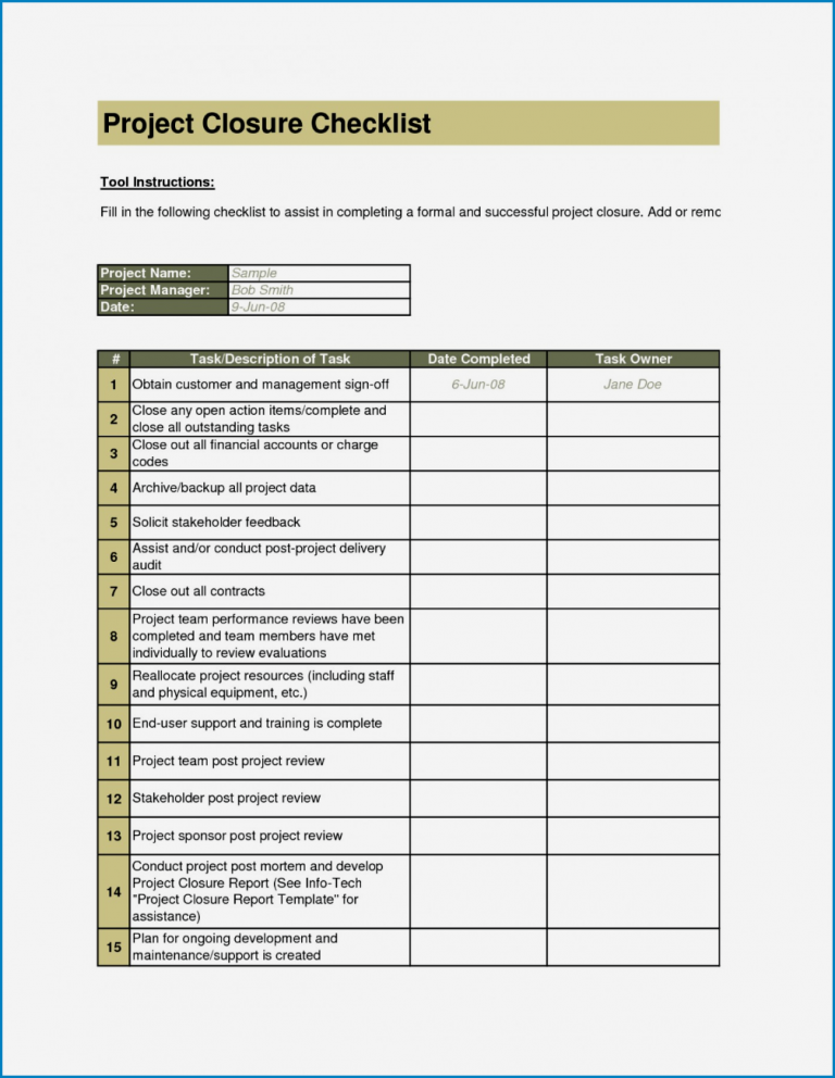 √ Free Printable Project Manager Checklist Template Checklist Templates