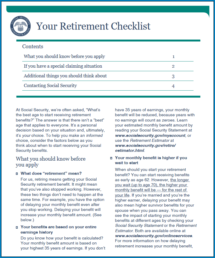 Free Printable Retirement Checklist Template