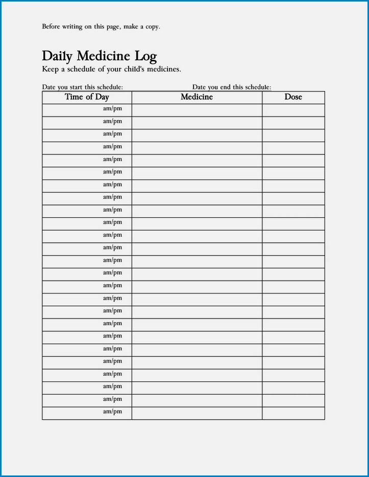 Sample of Caregiver Daily Checklist Template