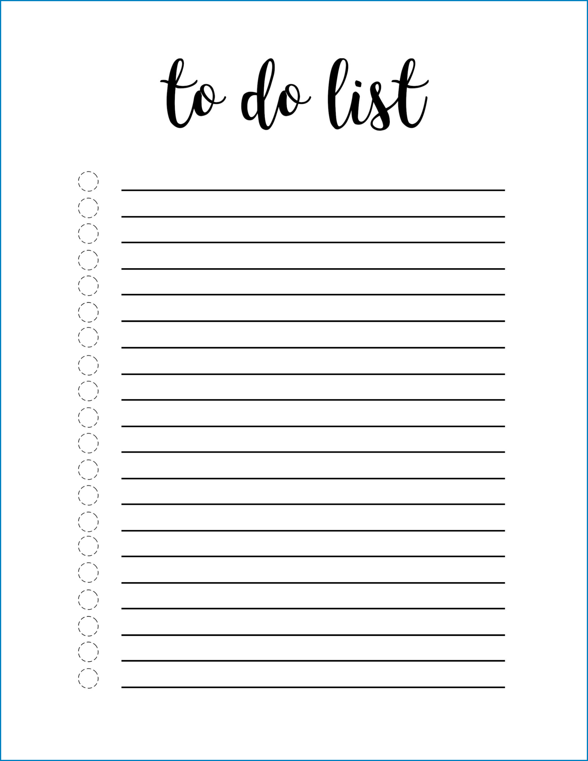 Sample of Checklist Template Printable