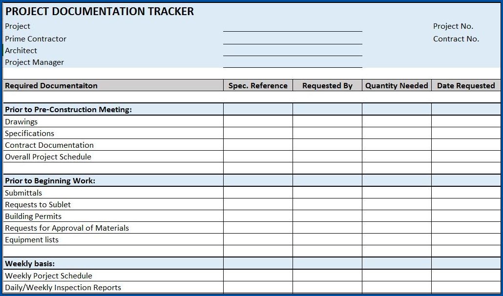 Sample of Construction Project Checklist Template
