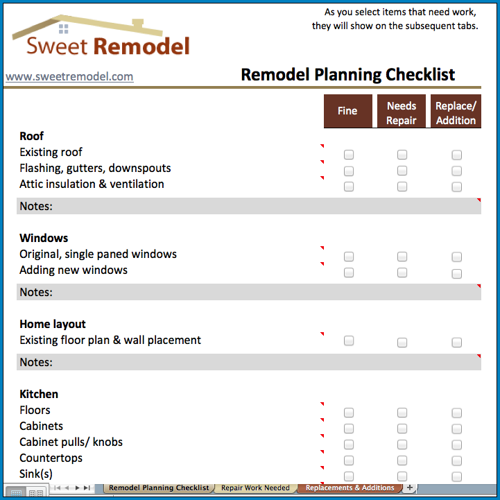 Sample of Home Renovation Checklist Template