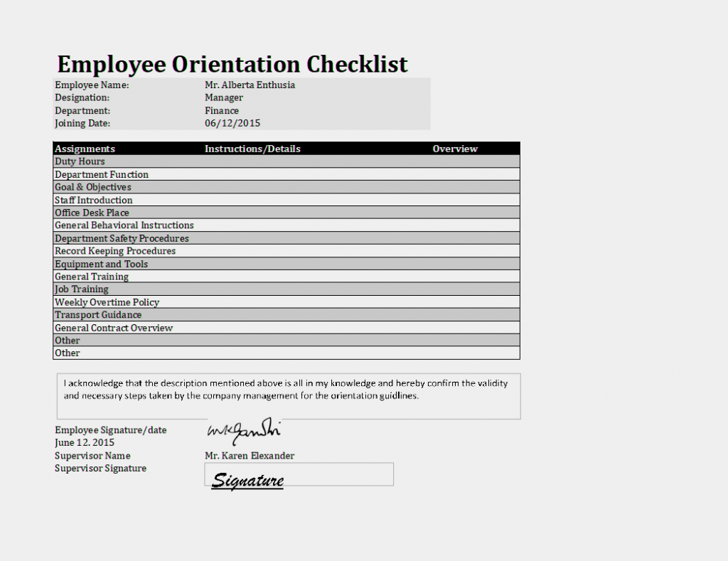 √ New Hire Checklist Template Word | Checklist Templates