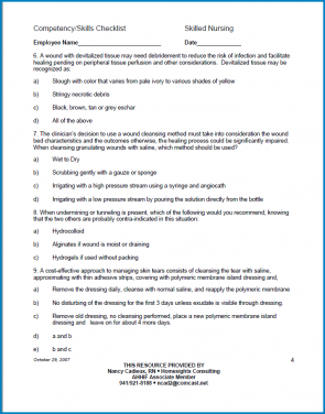 √ Free Printable Nurse Skills Checklist Template | Checklist Templates