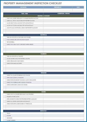 √ Free Printable Property Management Inspection Checklist Template ...