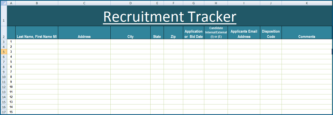 Sample of Recruitment Template Excel