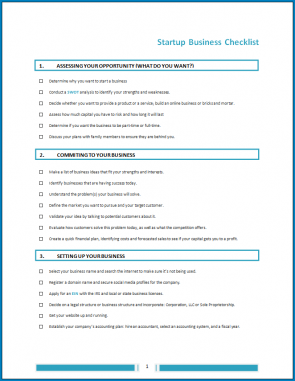 √ Free Printable Startup Business Checklist Template | Checklist Templates