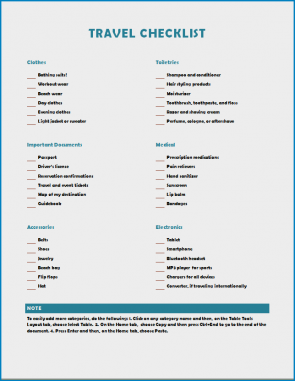 √ Free Printable Travel Checklist Template | Checklist Templates