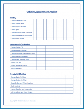 √ Free Printable Truck Maintenance Checklist Template | Checklist Templates