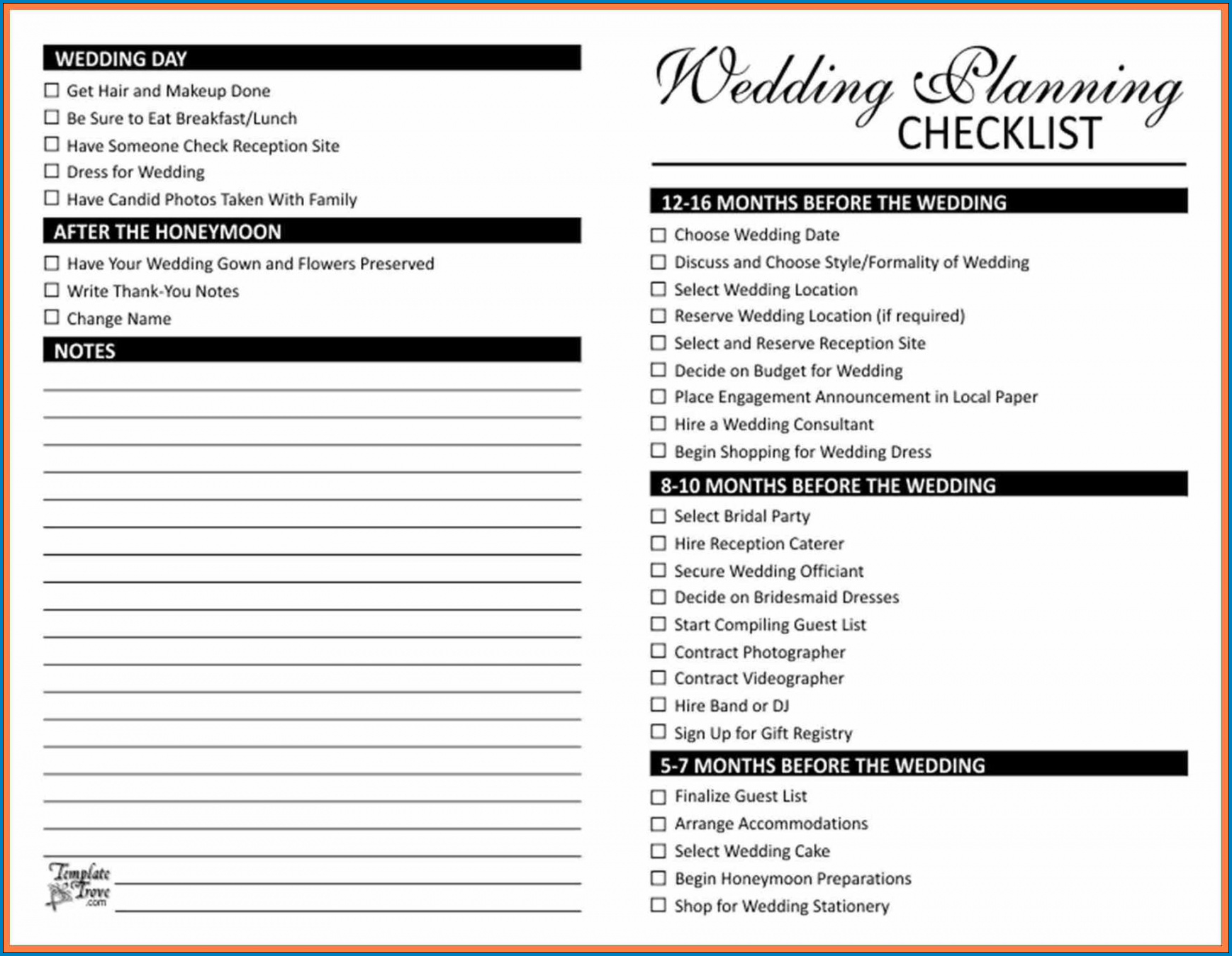 Wedding Checklist Template Excel Sample